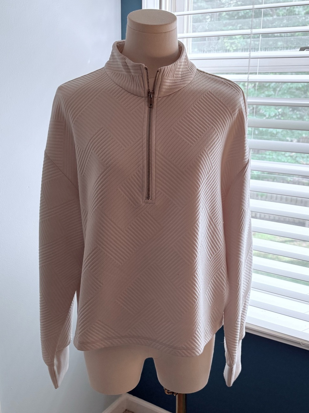 Sanctuary Women's Cream Half-Zip Textured Top